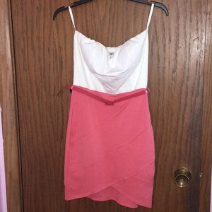 Papaya white and coral dress w/belt